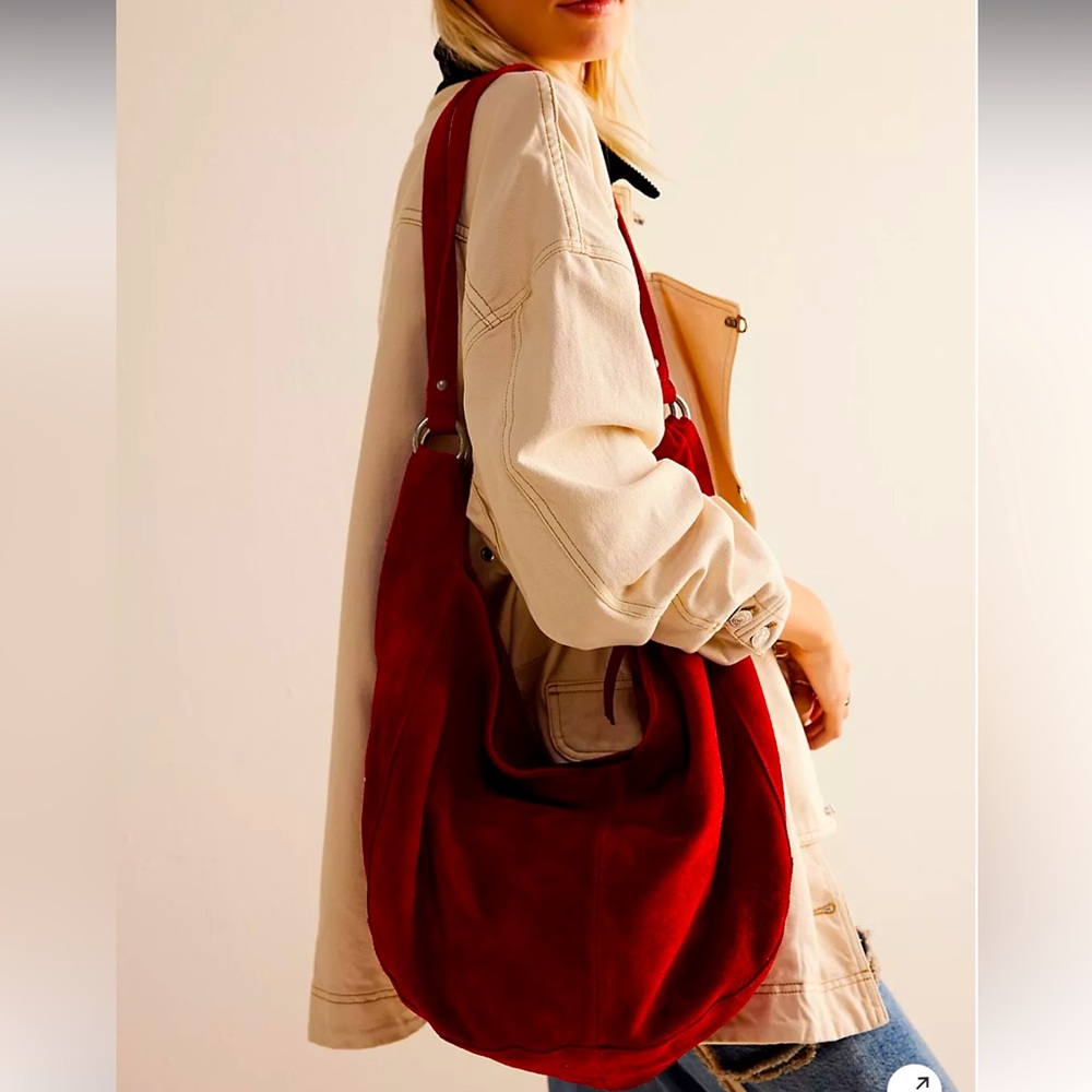 Free People Red Suede Roma Hobo Bag